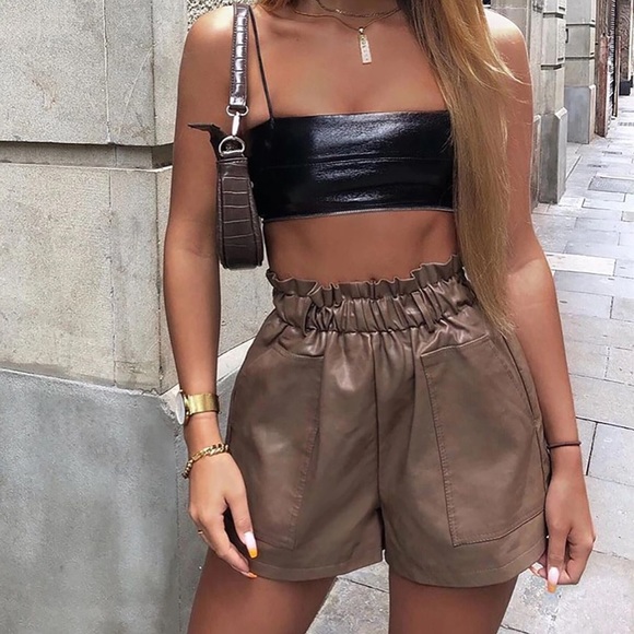 leather shorts fashion nova